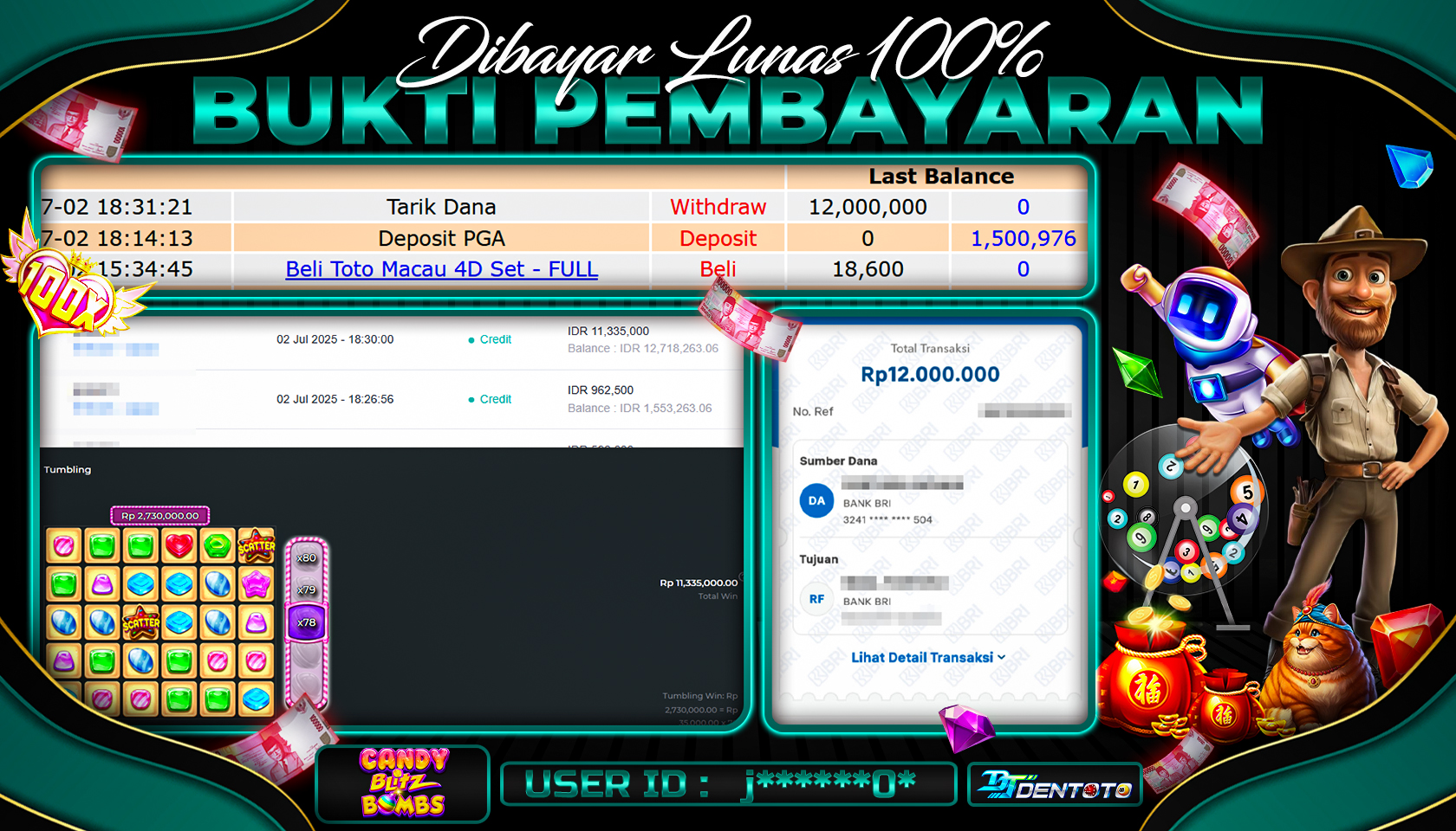 DENTOTO - PRAGMATIC PLAY - CANDY BLITZ BOMBS - RP 12.000.000 - LUNAS