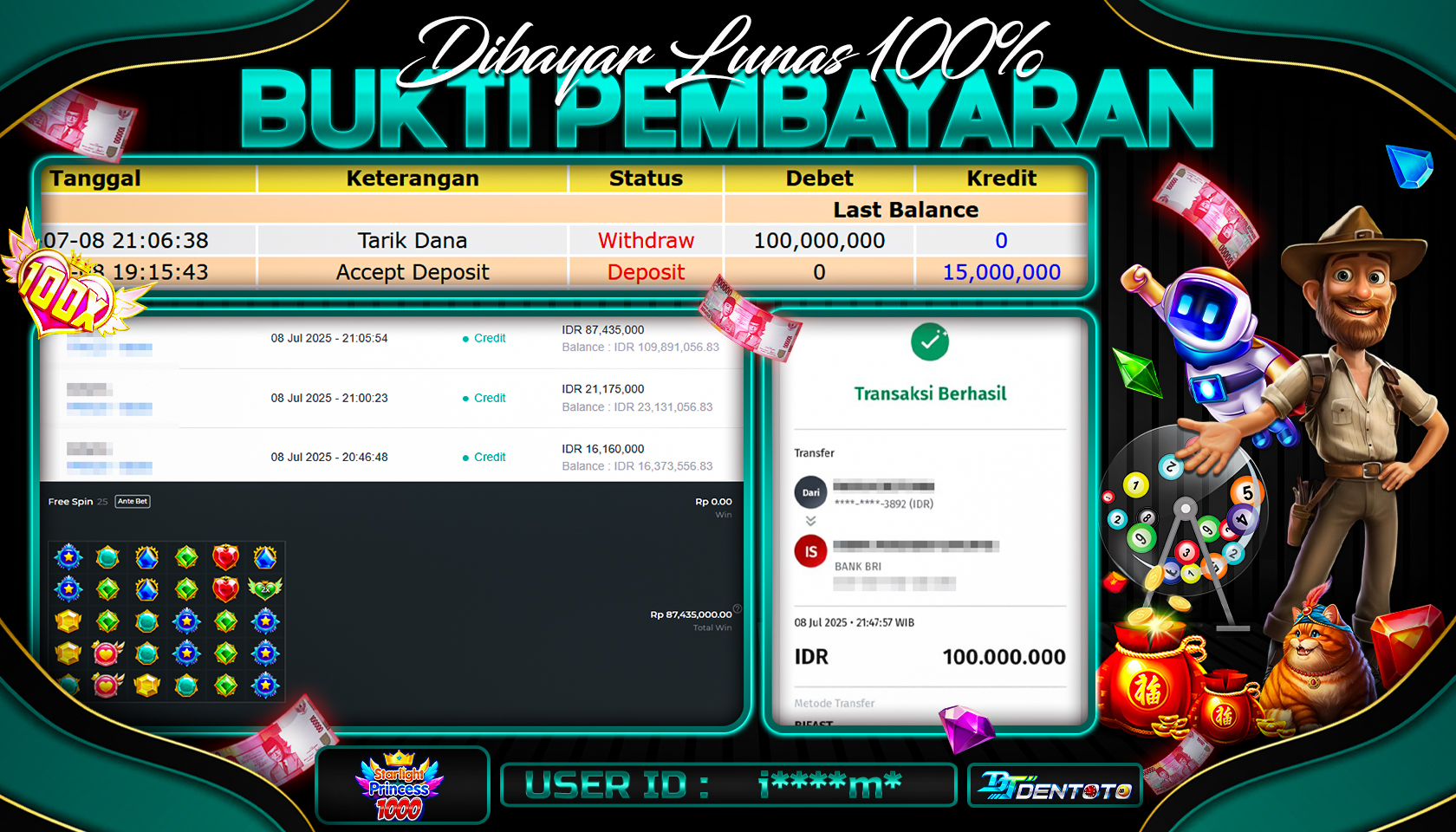 DENTOTO - PRAGMATIC PLAY - STARLIGH PRINCES 1000 - RP 100.000.000 - LUNAS