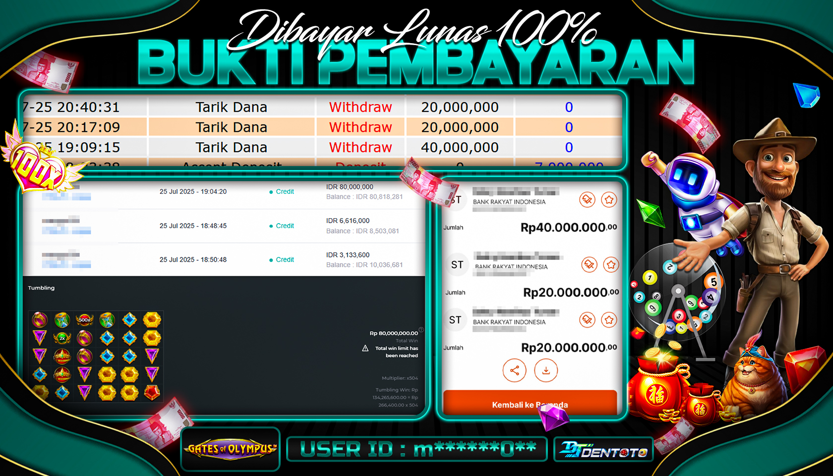 DENTOTO - PRAGMATIC PLAY - GATES OF OLYMPUS - RP 80.000.000 - LUNAS