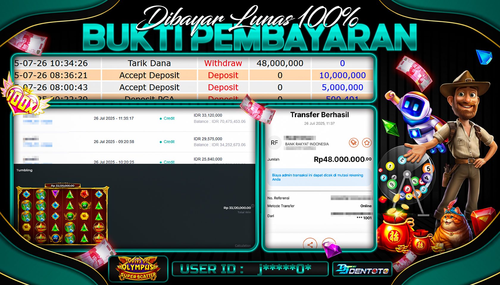 DENTOTO - PRAGMATIC PLAY - GATES OF OLYMPUS SUPER SCATTER - RP 48.000.000 - LUNAS