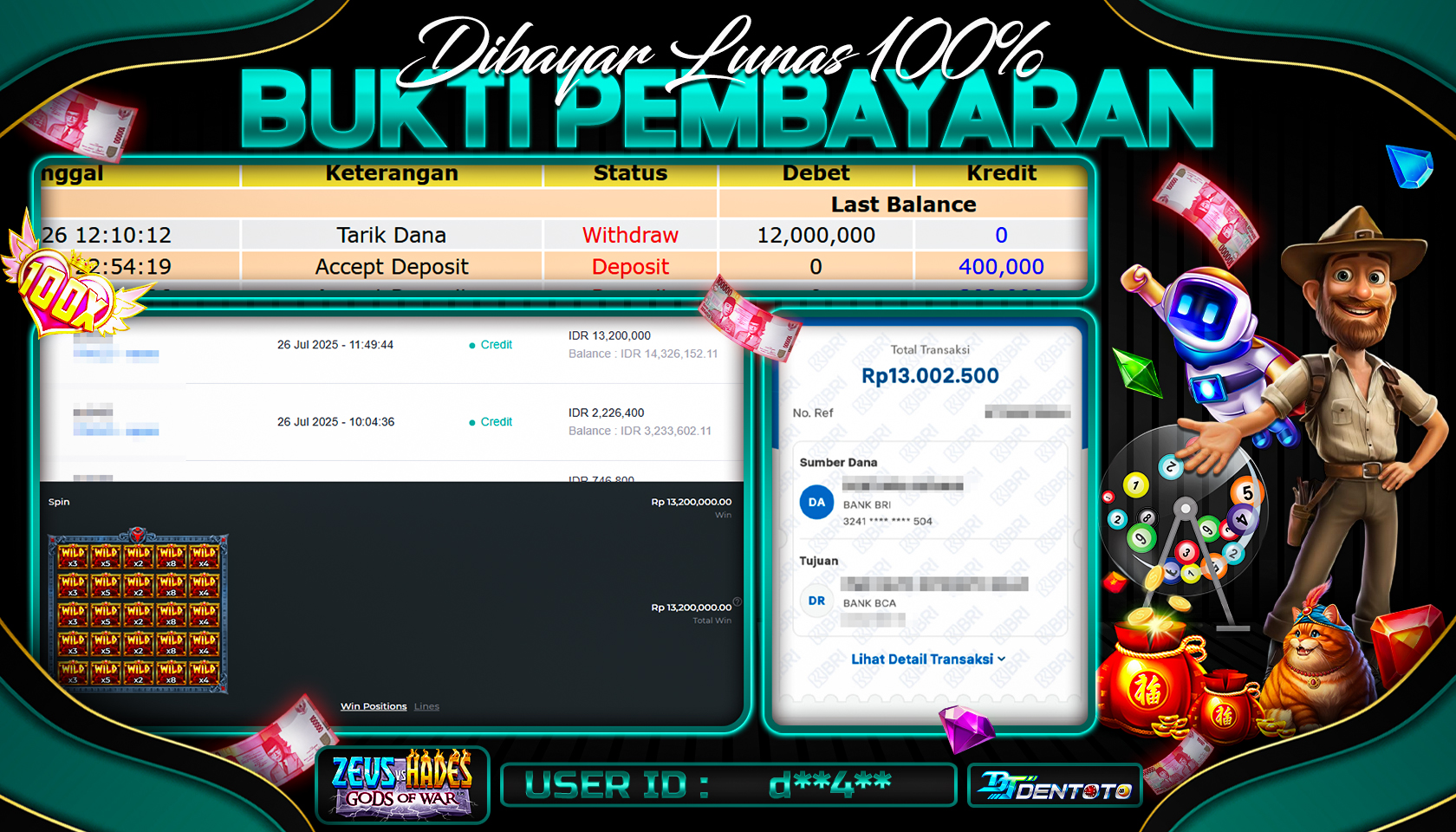 DENTOTO - PRAGMATIC PLAY - ZEUS VS HADES G O W  - RP 12.000.000 - LUNAS