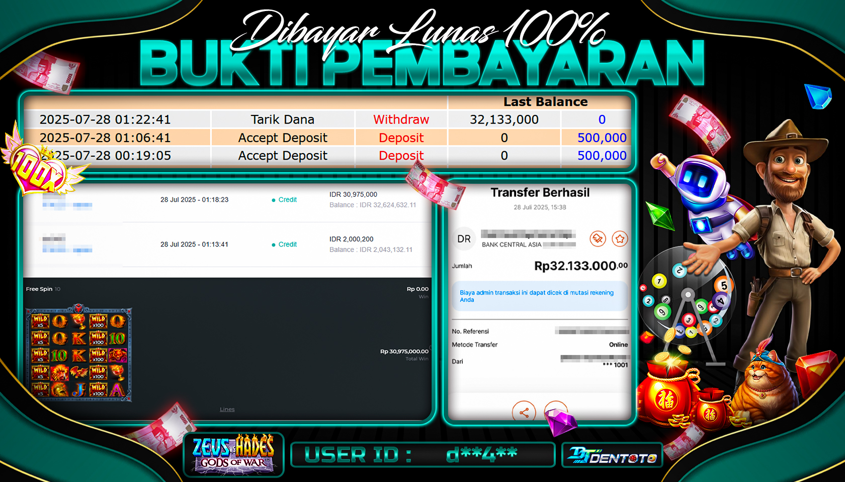 DENTOTO - PRAGMATIC PLAY - ZEUS VS HADES G O W  - RP 32.133.000 - LUNAS