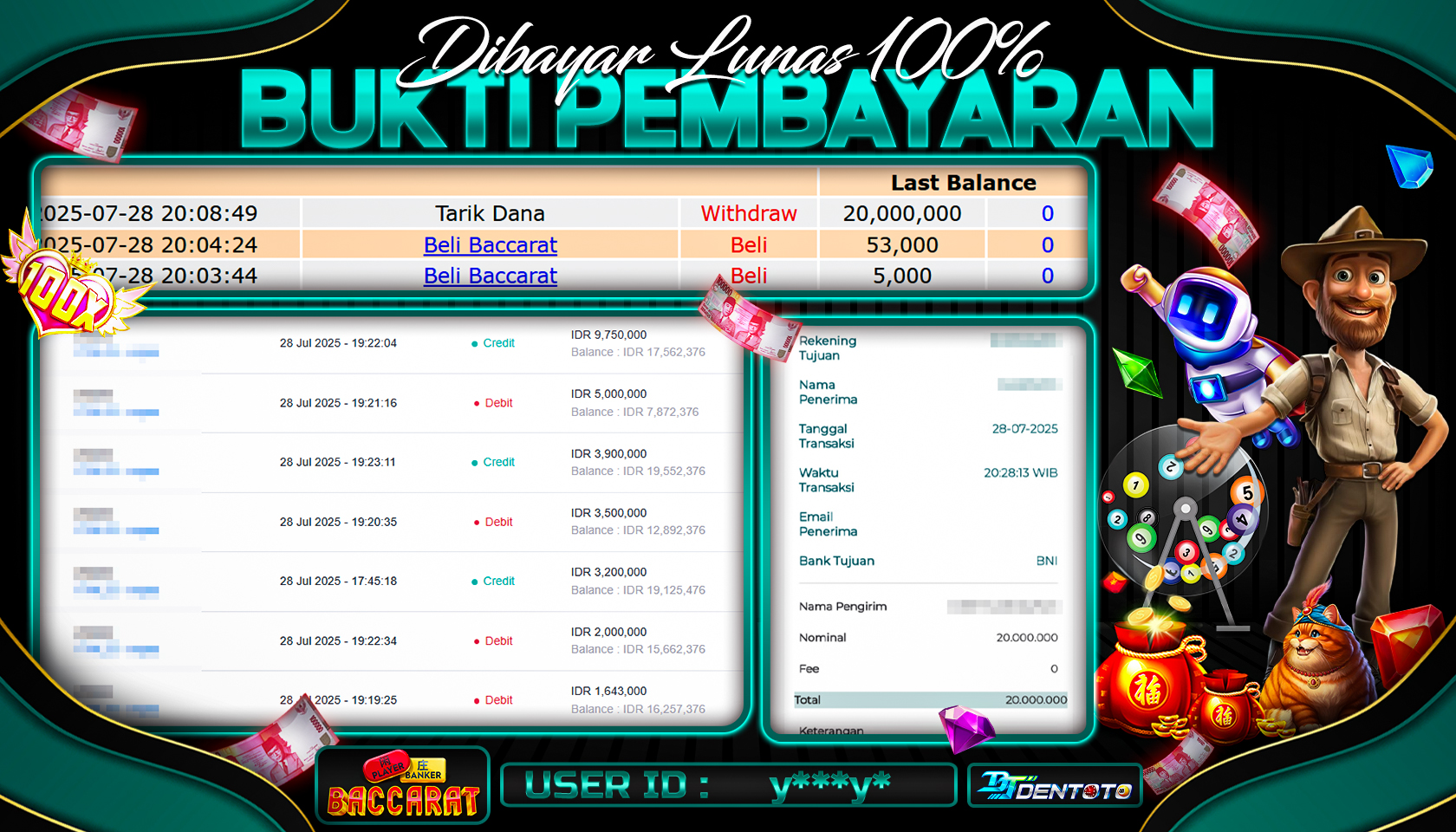 DENTOTO - PP LIVE DEALER  - BACARAT  - RP 20.000.000 - LUNAS