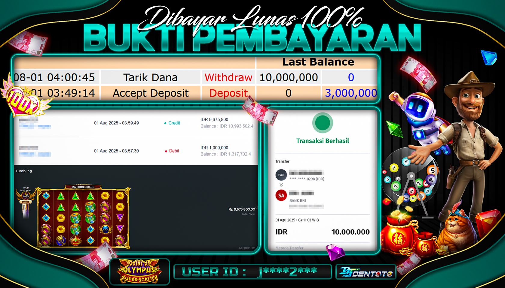 DENTOTO - PRAGMATIC PLAY - GATE OF OLYMPUS  SS  - RP 10.000.000 - LUNAS