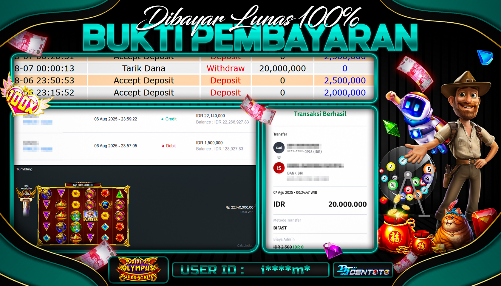 DENTOTO - PRAGMATIC PLAY - GATES OF OLYMPUS SUPER SCATTER  - RP 20.000.000 - LUNAS