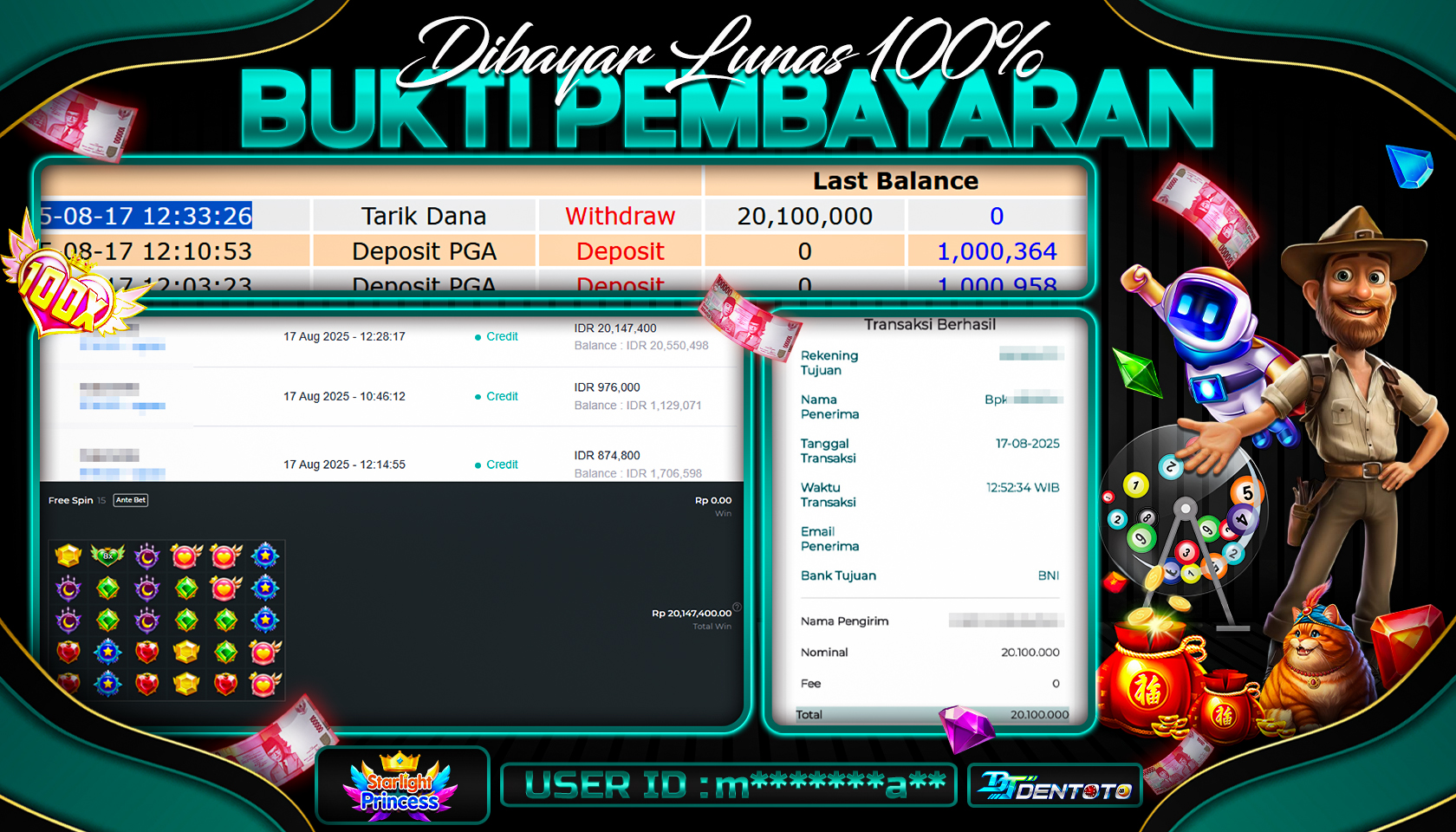 DENTOTO - PRAGMATIC PLAY - STARLIGHT PRINCES - RP 20.100.000 - LUNAS