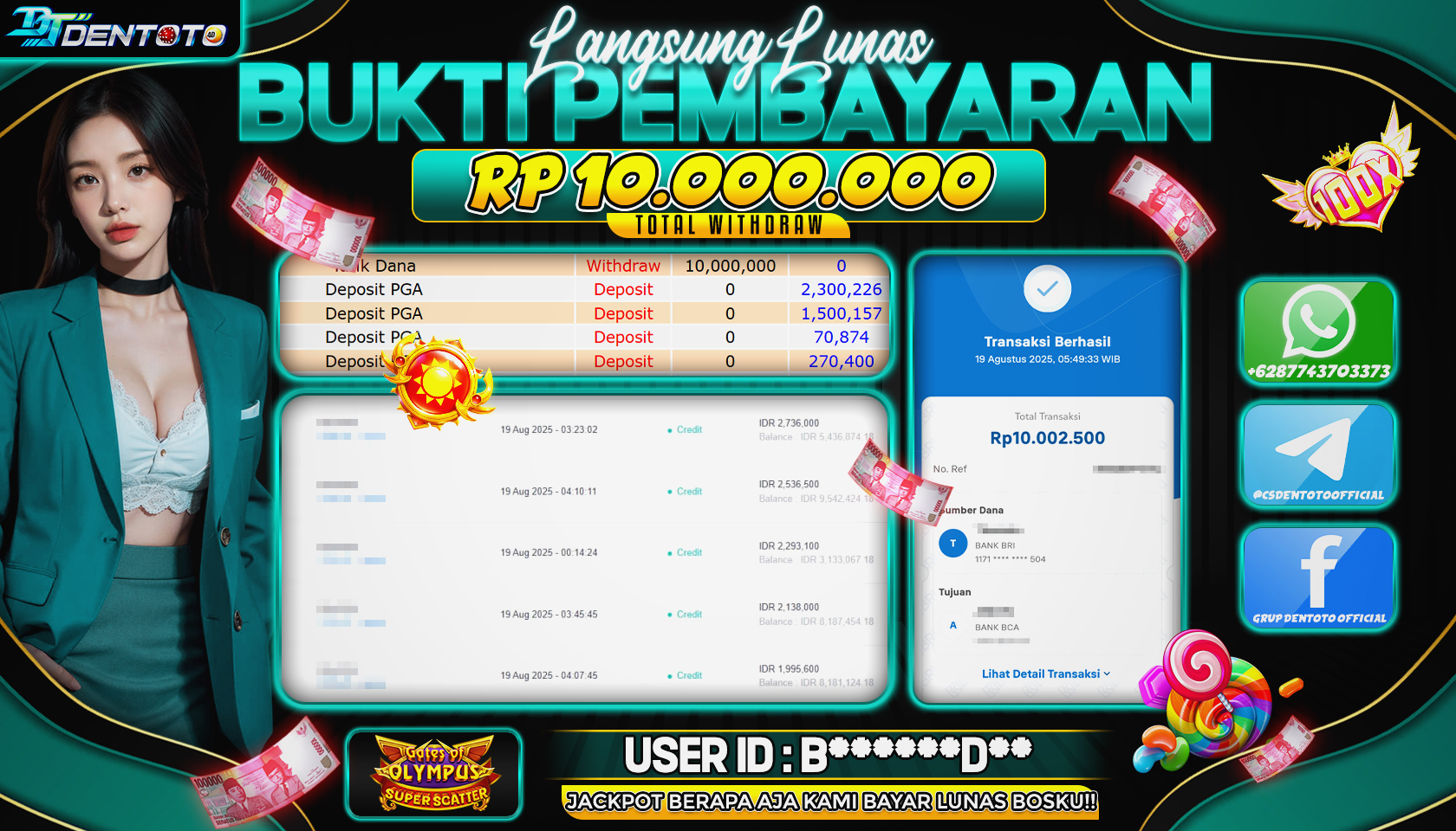 DENTOTO - PRAGMATIC PLAY - GATES OF OLYMPUS SUPER SCATTER - RP 10.000.000 - LUNAS