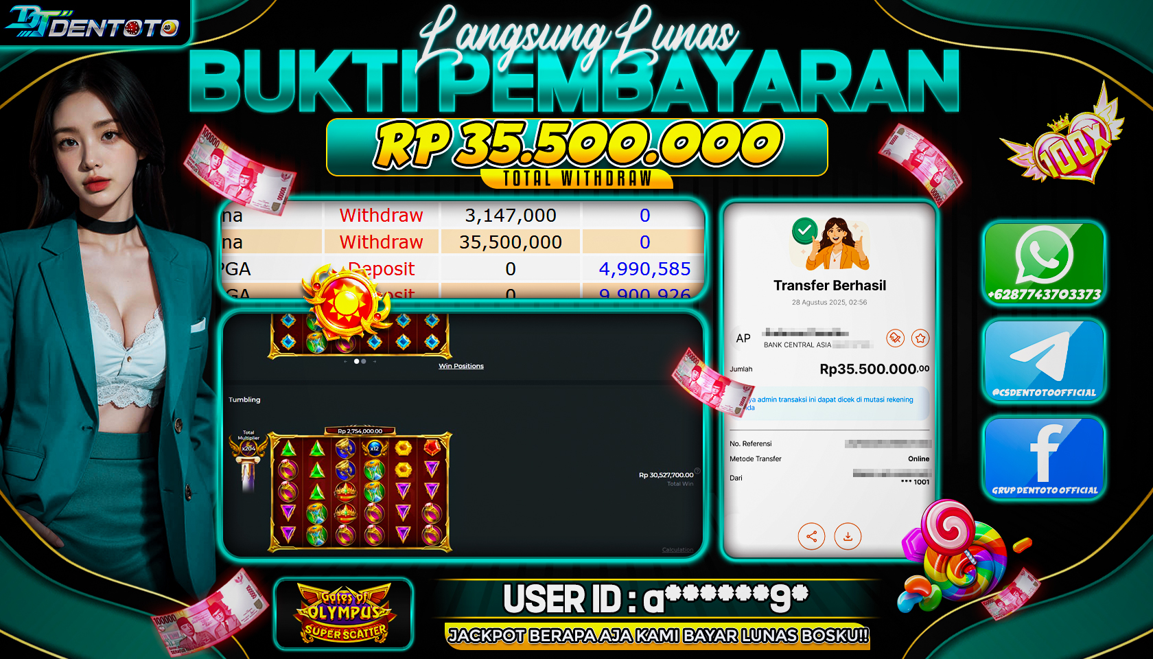 DENTOTO - PRAGMATIC PLAY - GATES OF OLYMPUS SUPER SCATTER - RP 35.500.000 - LUNAS