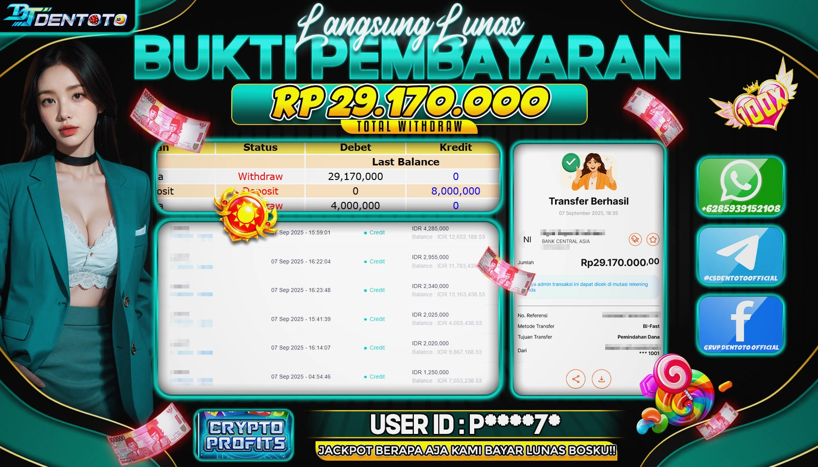 DENTOTO - IDN SLOT - CRYPTO PROFITS - RP 29.170.000 - LUNAS
