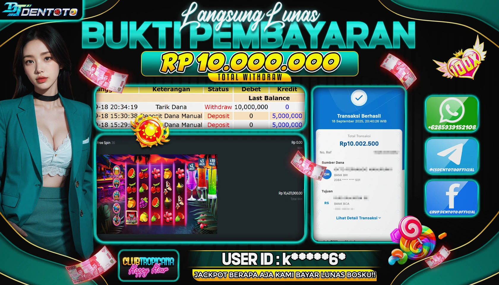 DENTOTO - PRAGMATIC PLAY - CLUB TROPICANA  HAPPY HOUR - RP 10.0000 - LUNAS