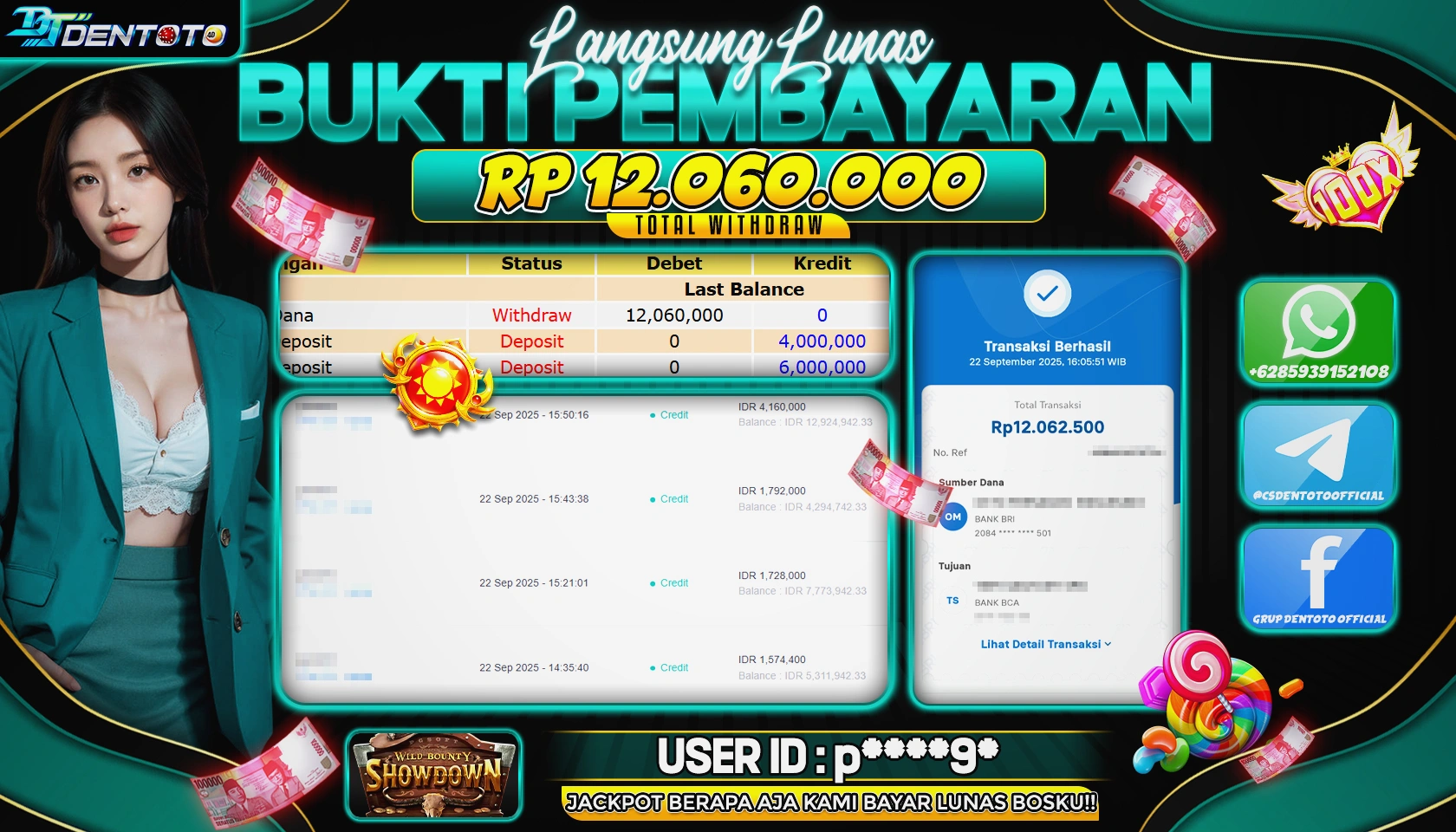 DENTOTO - PG SOFT - WILD BOUNTY SHOWDOWN - RP 12.060.000 - LUNAS