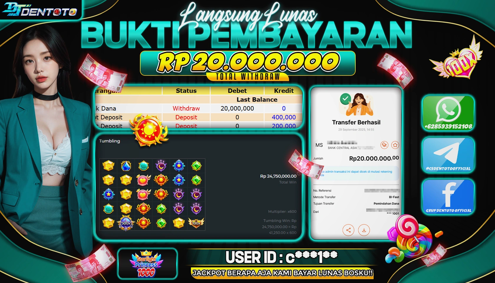 DENTOTO - PRAGMATIC PLAY - STARLIGHT PRINCES 1000 - RP 20.000.000 - LUNAS