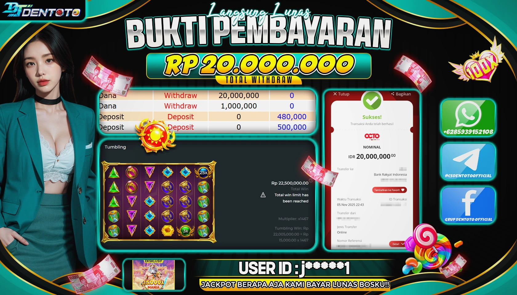 DENTOTO - PRAGMATIC PLAY - SLOT MANIA 15.000  - RP 20.000.000 - LUNAS