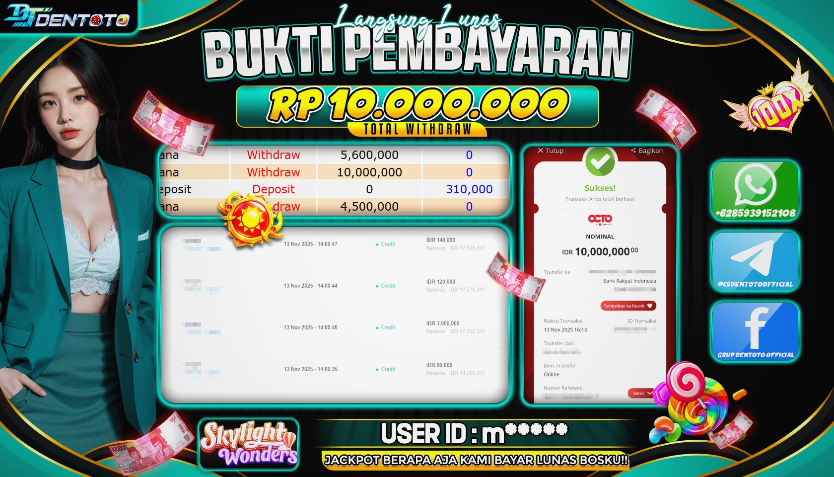 DENTOTO - PG SOFT  - SKYLIGHT WONDERS - RP 10.000.000 - LUNAS