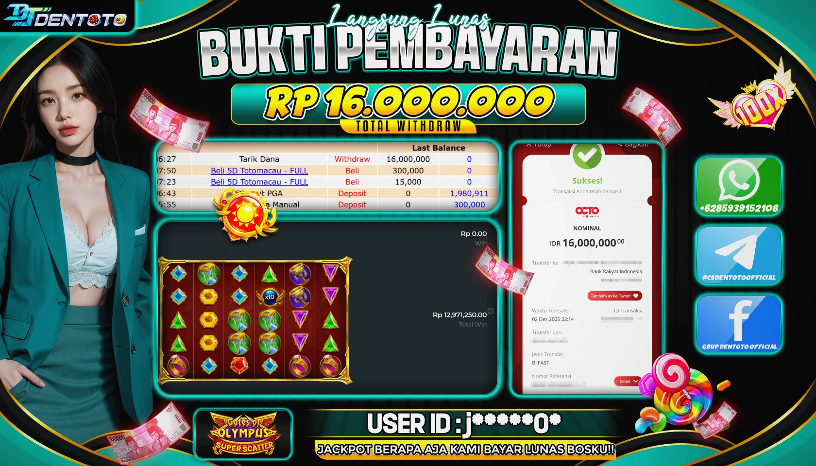 DENTOTO - PRAGMATIC PLAY - GATES OF OLYMPUS SUPER SCATTER - RP16.000.000 - LUNAS