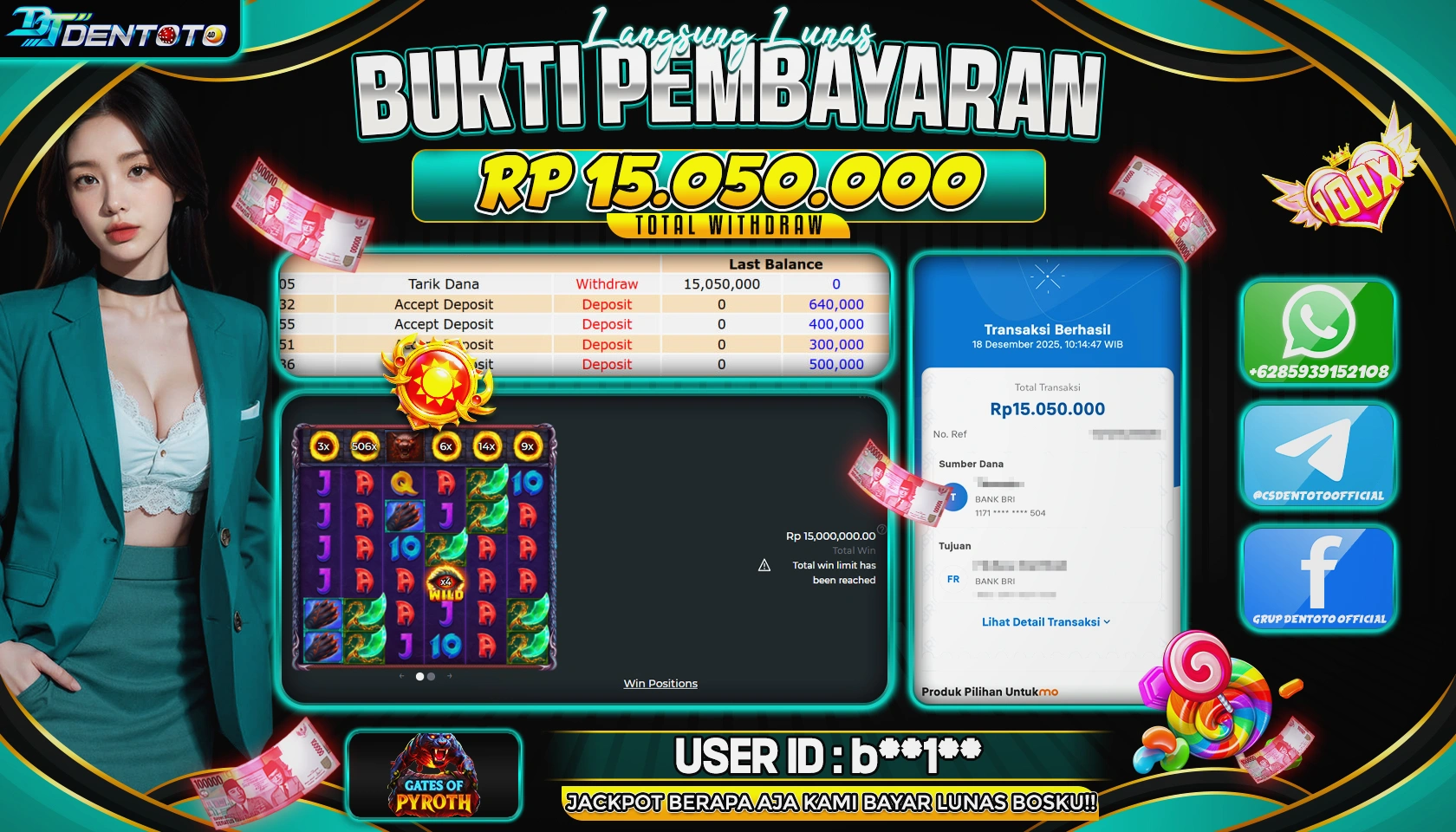 DENTOTO - PRAGMATIC PLAY - Gates Of Pyroth - RP 15.050.000 - LUNAS