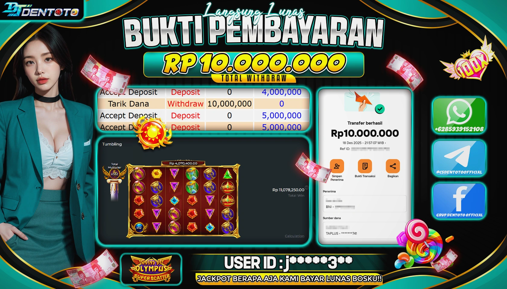 DENTOTO - PRAGMATIC PLAY - Gates Of Olympus Super Scatter - RP 10.000.000 - LUNAS