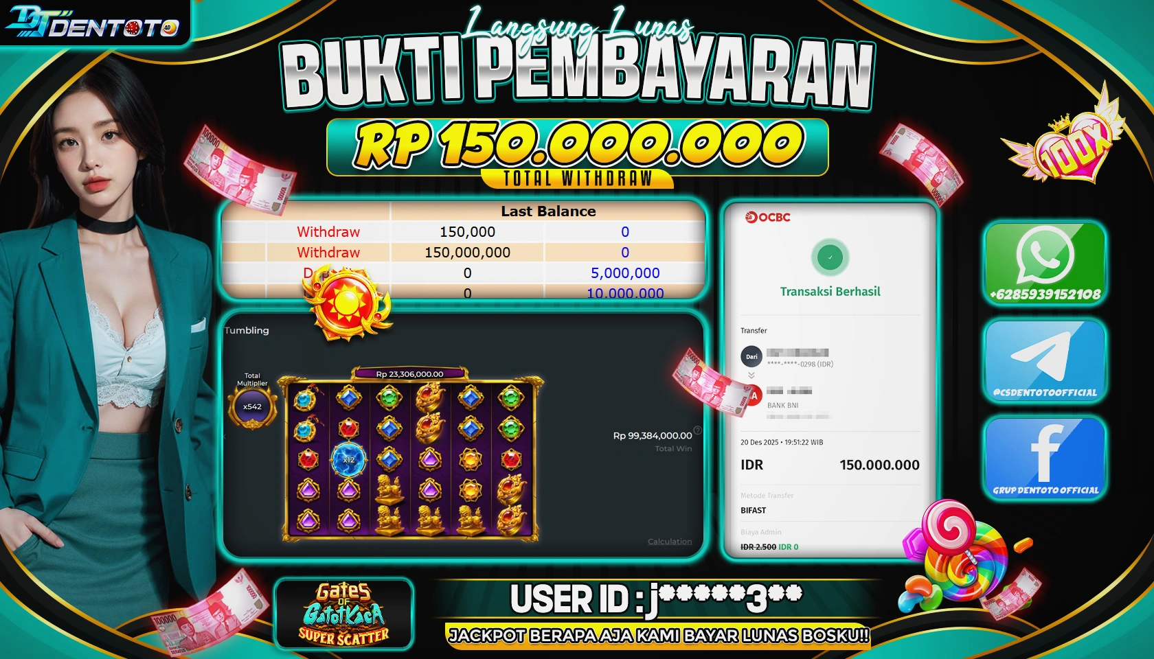 DENTOTO - PRAGMATIC PLAY - Gates Of Gatot Kaca Super Scatter - RP 150.000.000 - LUNAS