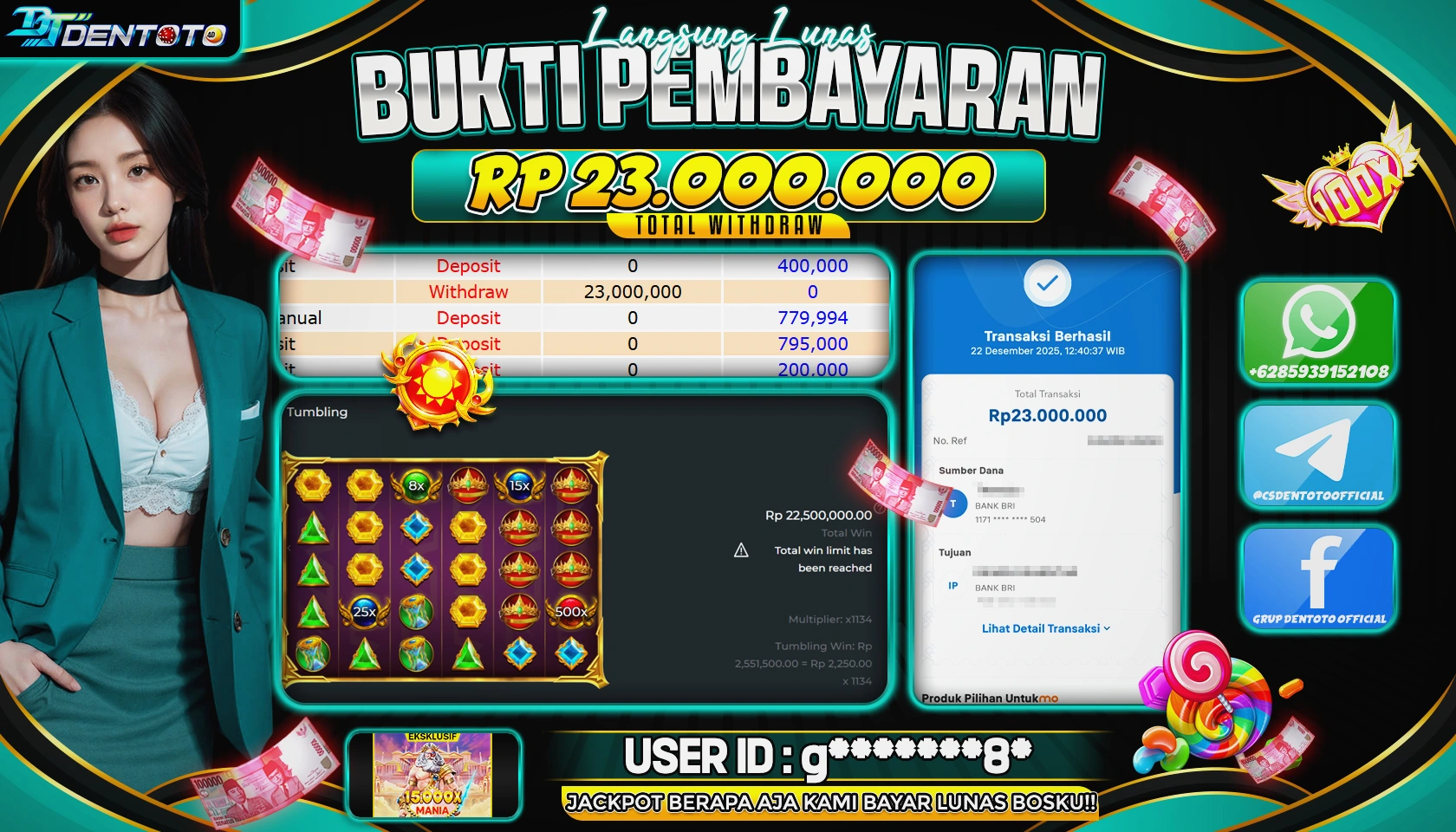 DENTOTO - PRAGMATIC PLAY - 15.000 x Mania - RP 23.000.000 - LUNAS